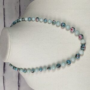 Cloisonne/Jade Graduated Bead Necklace